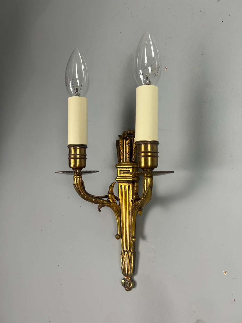 Set Of 3 French Empire Gilded Twin Arm Antique Wall Lights View III
