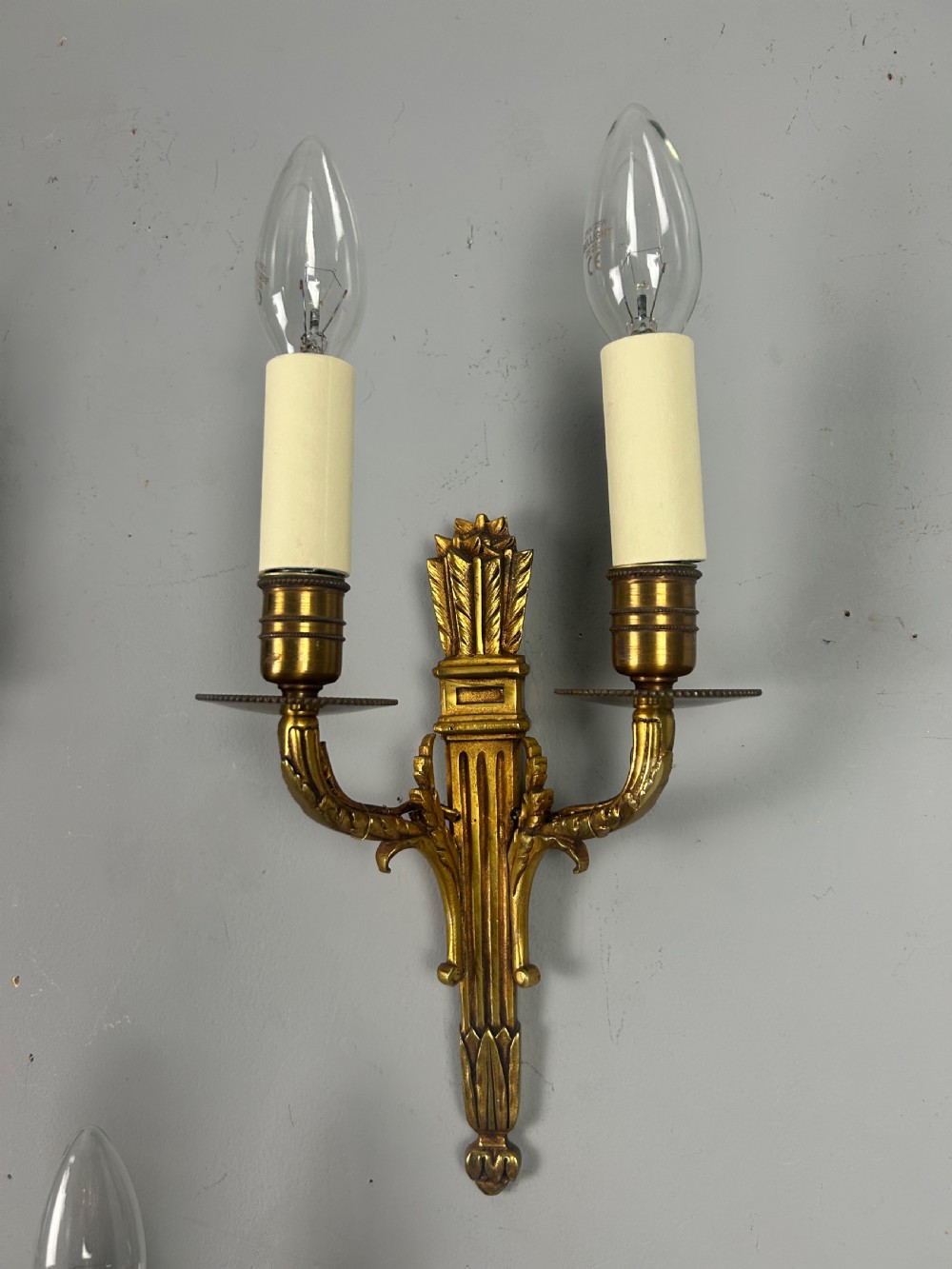 Set Of 3 French Empire Gilded Twin Arm Antique Wall Lights View IV