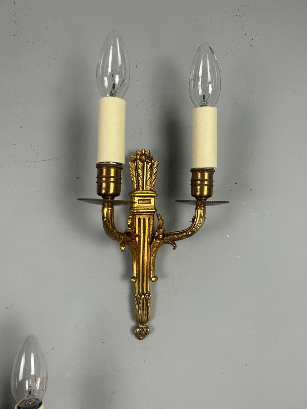 Set Of 3 French Empire Gilded Twin Arm Antique Wall Lights View VIII
