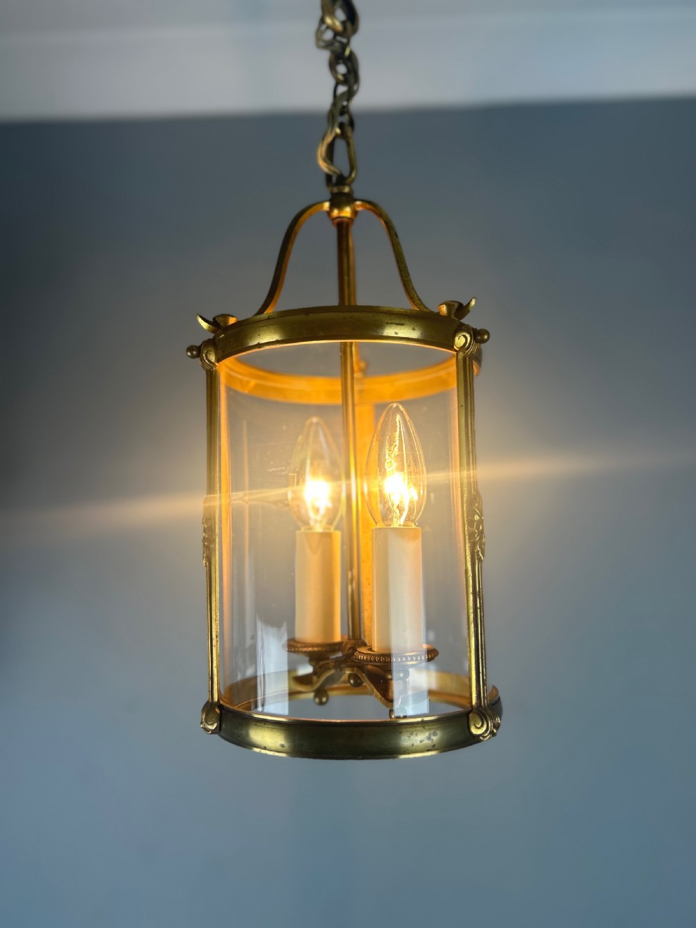 Small French Gilt Bronze Twin Light Lantern View II