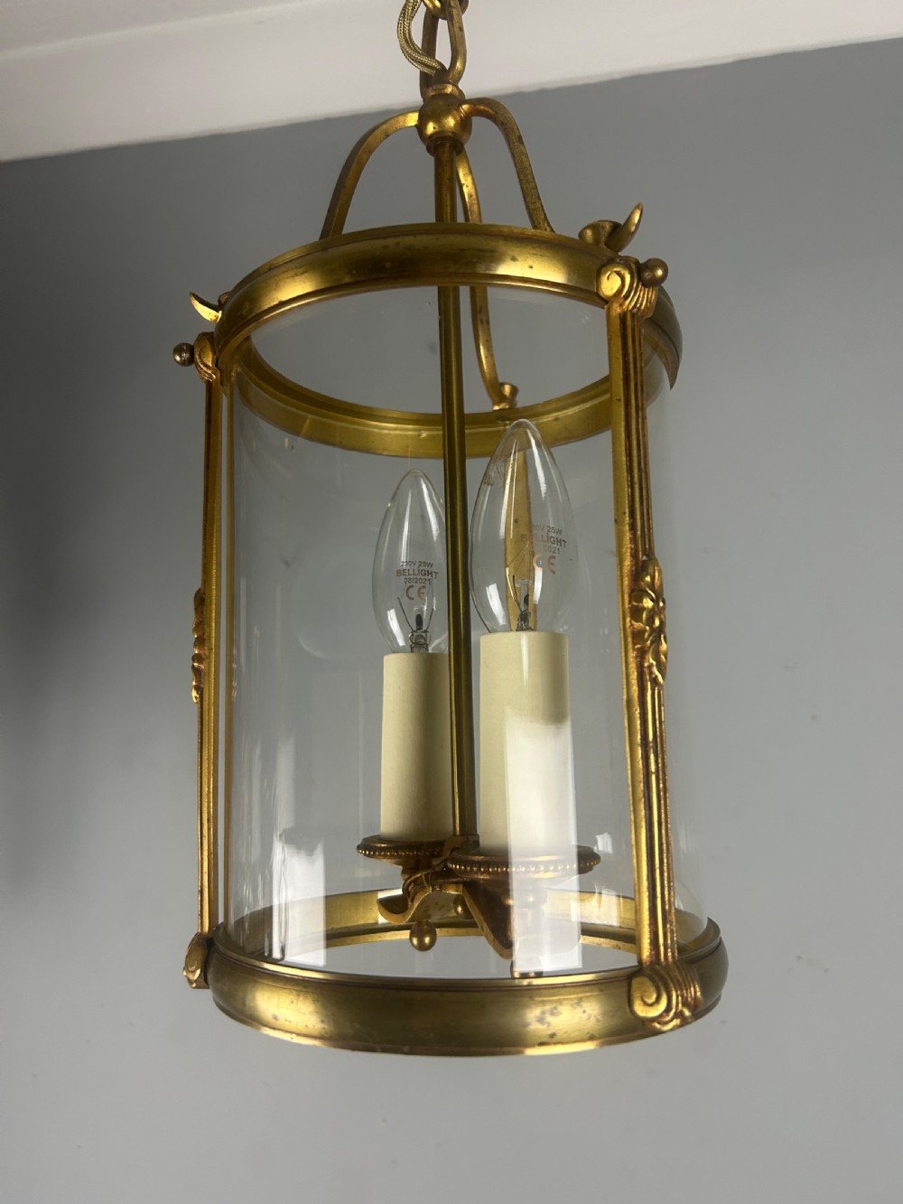 Small French Gilt Bronze Twin Light Lantern View X