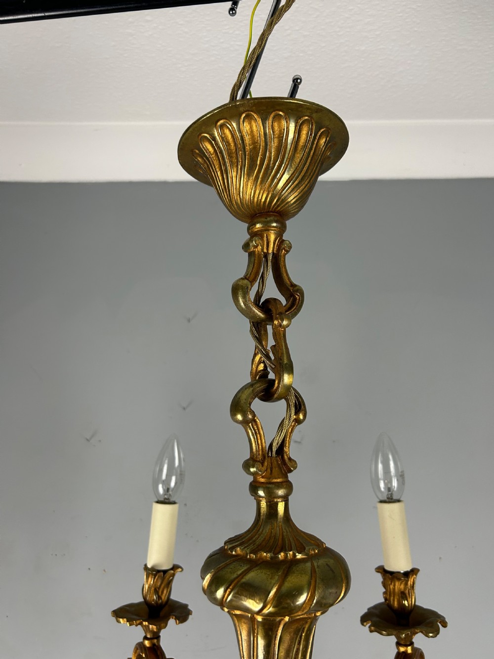 French Gilded Bronze 6 Light Antique Chandelier View XIII