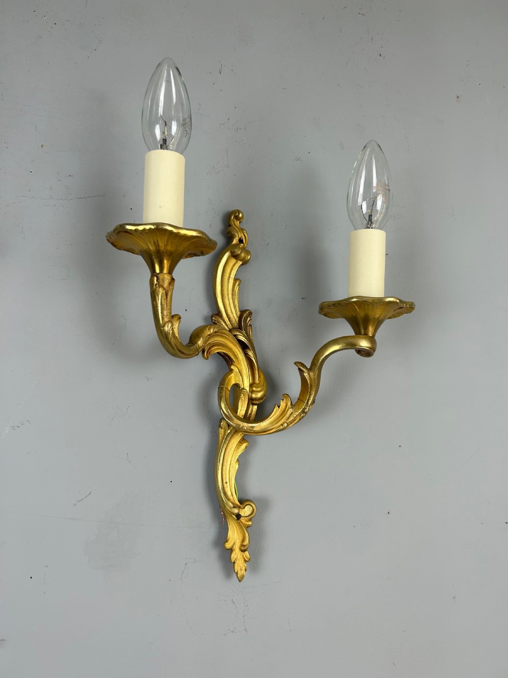 Pair of French Gilt Brass Antique Wall Lights  View II