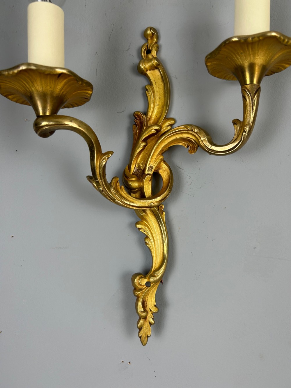 Pair of French Gilt Brass Antique Wall Lights  View IV