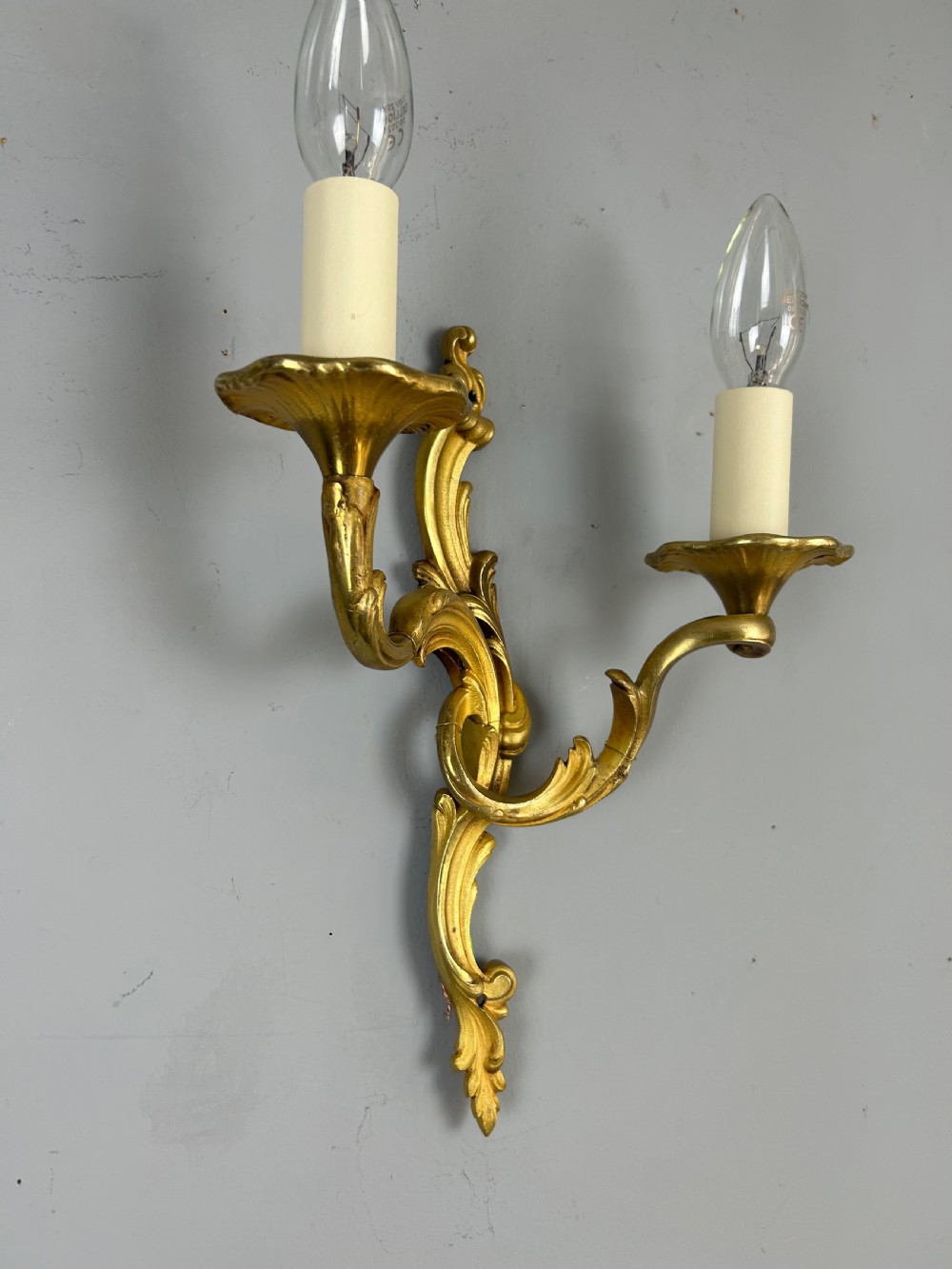 Pair of French Gilt Brass Antique Wall Lights  View V