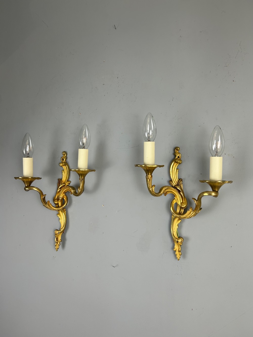 Pair of French Gilt Brass Antique Wall Lights  View VI
