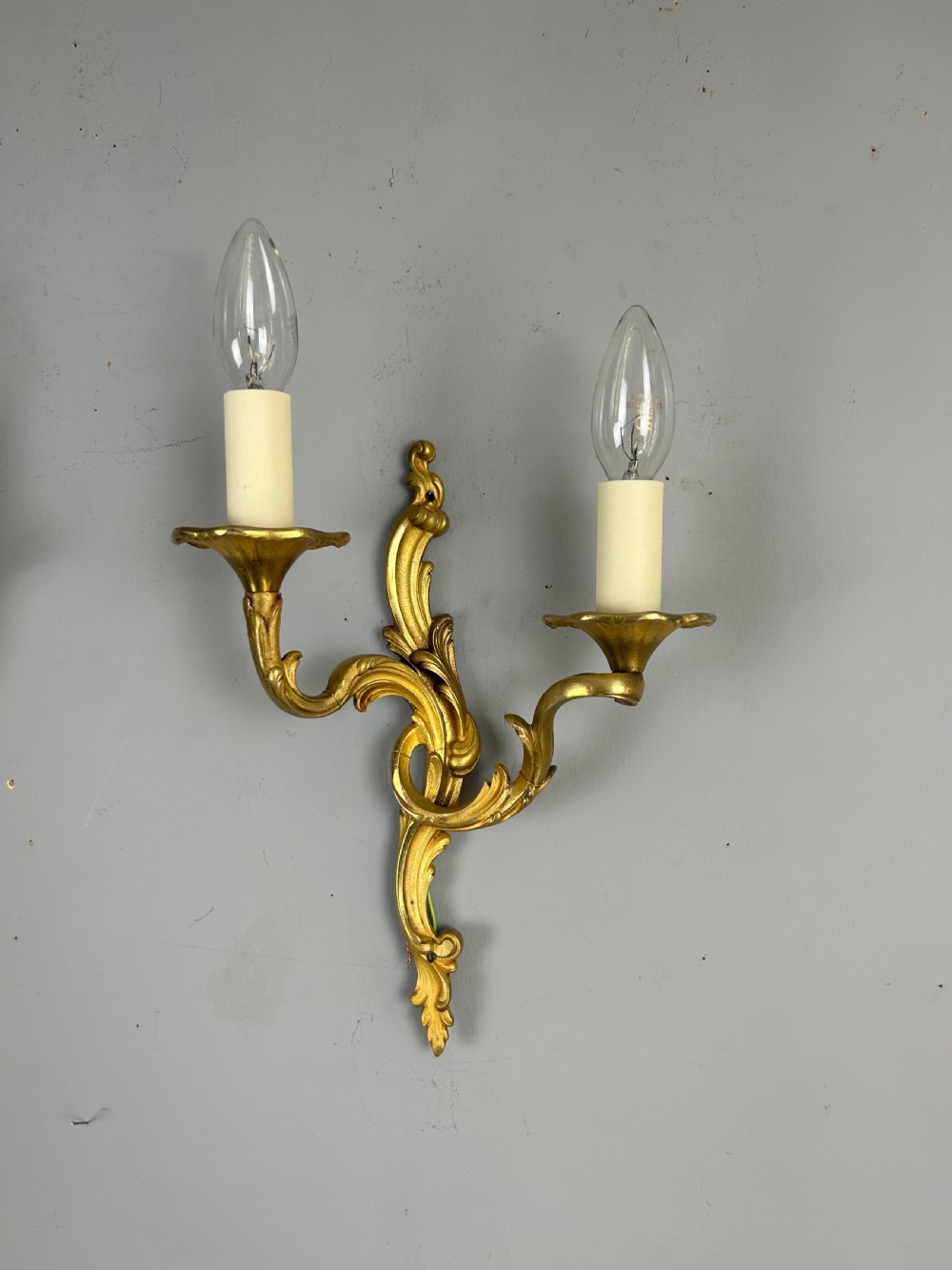 Pair of French Gilt Brass Antique Wall Lights  View VII