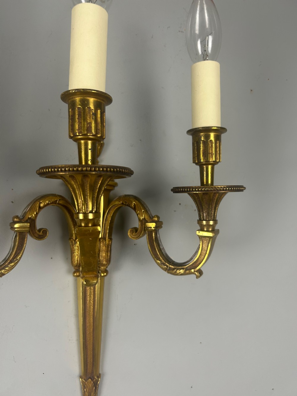 Pair Of French Triple Arm Gilt Brass Antique Wall Lights View VII