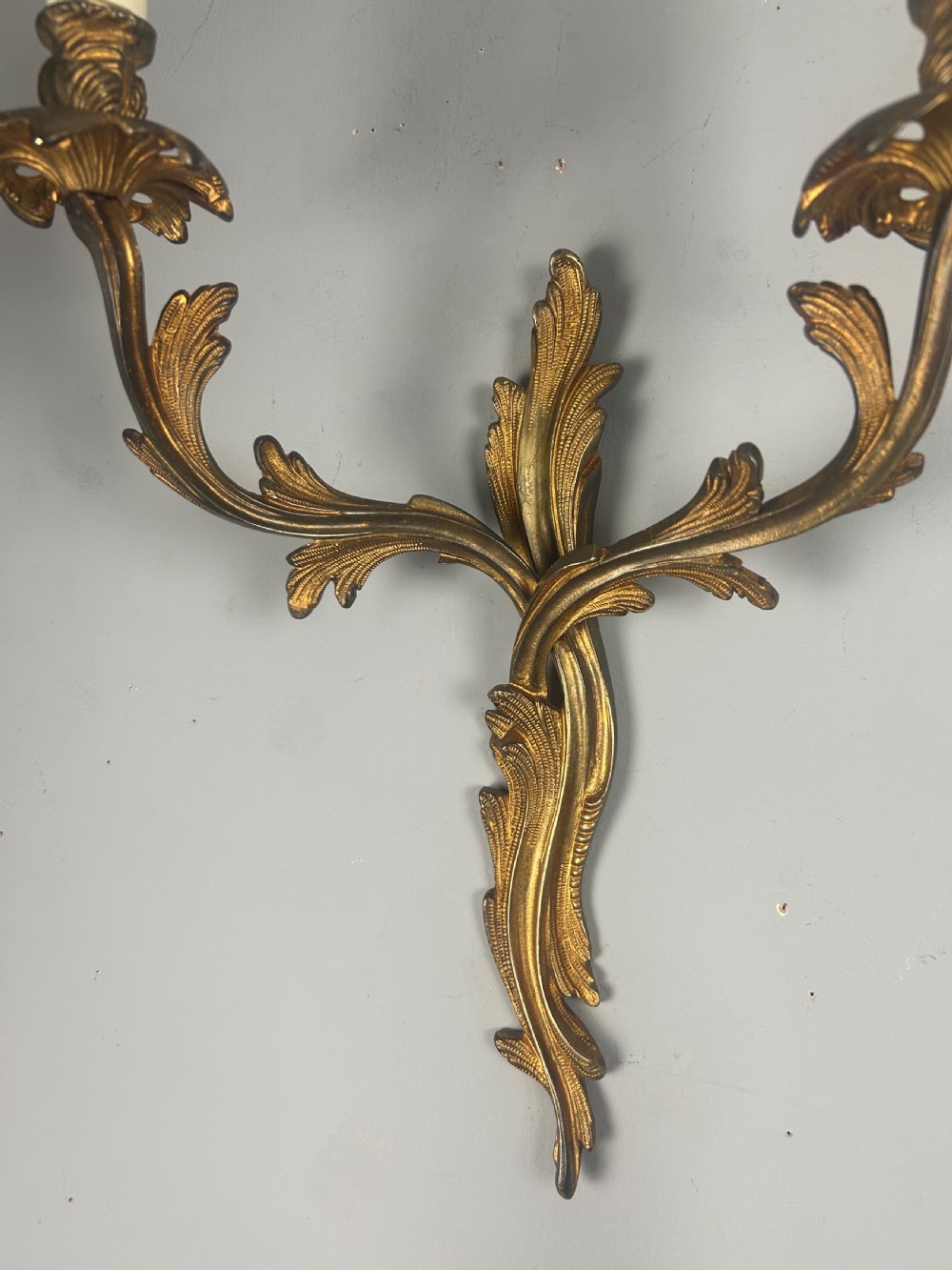 Set of 3 Aged Gilt Brass French Antique Wall Lights  View IV