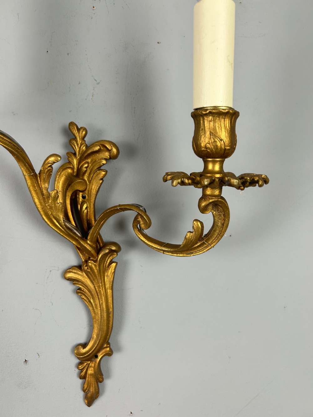 French Pair Of Gilt Brass Antique Wall Lights View III