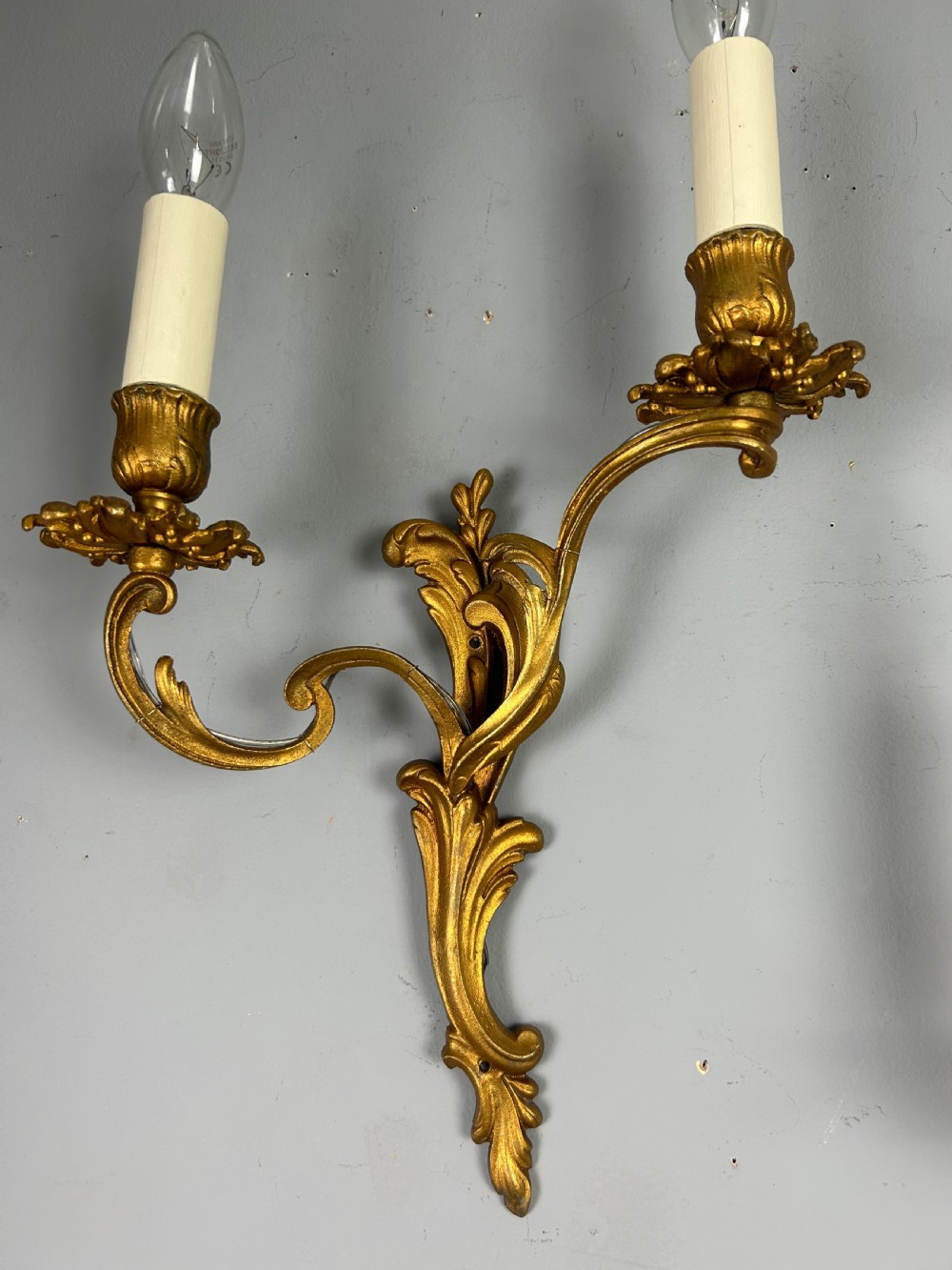 French Pair Of Gilt Brass Antique Wall Lights View VI