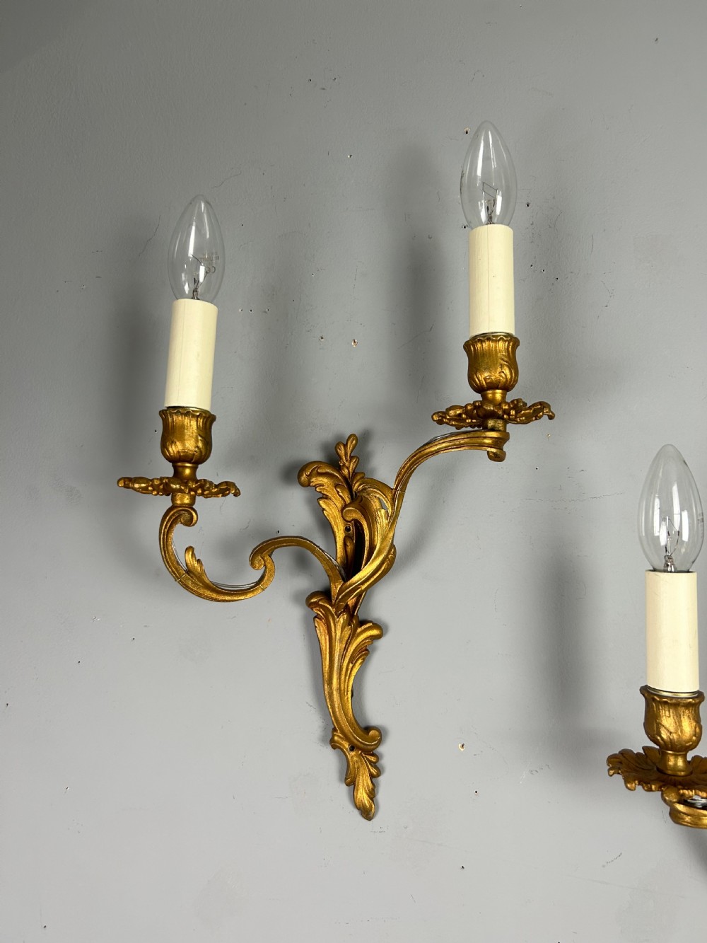 French Pair Of Gilt Brass Antique Wall Lights View VII