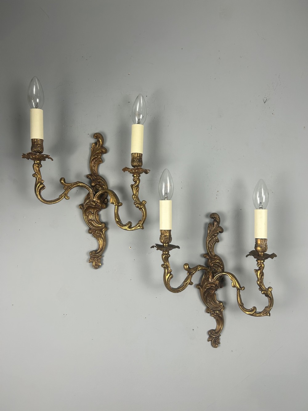 Pair Of French Gilt Brass Antique Wall Lights View V