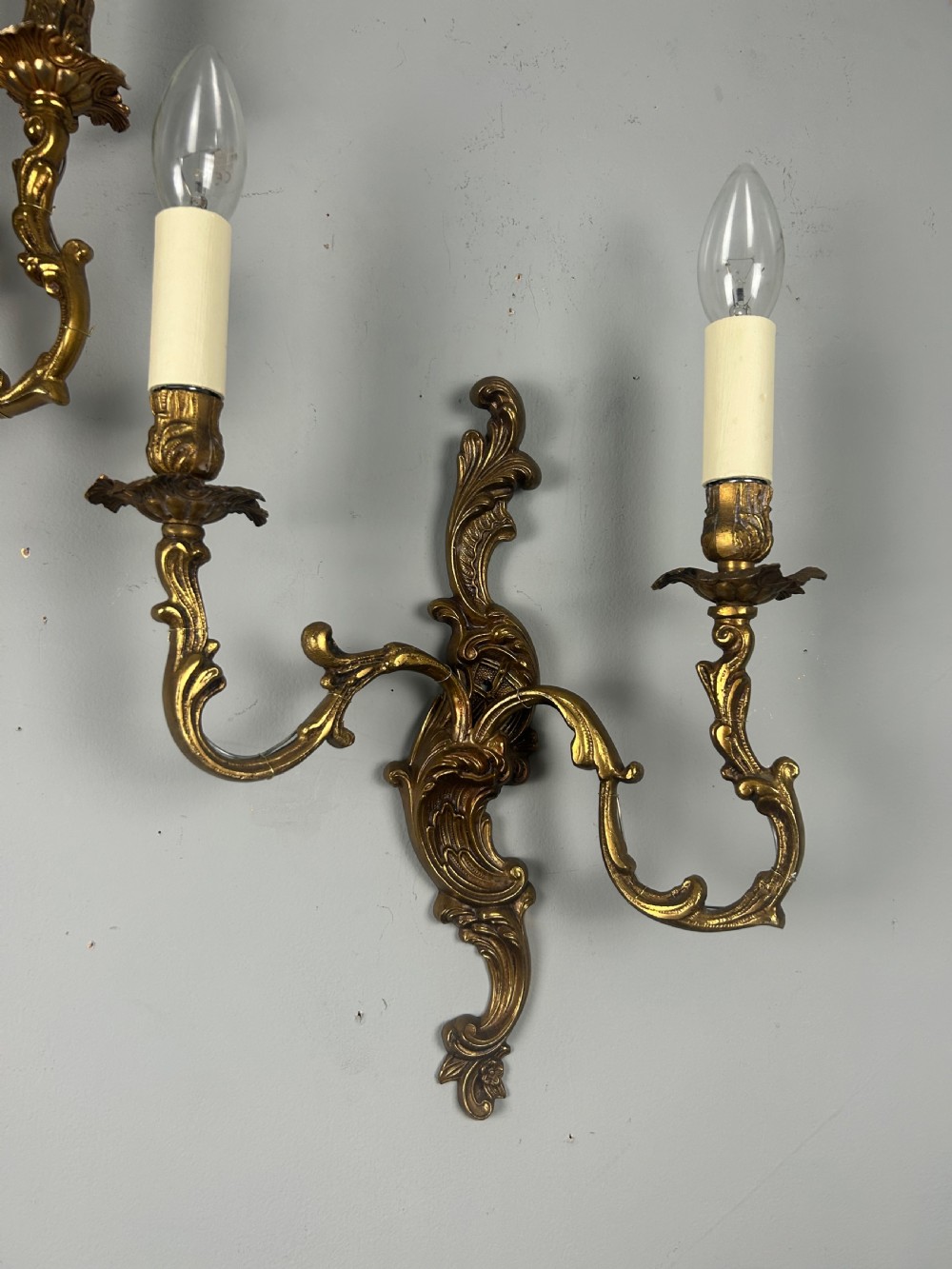Pair Of French Gilt Brass Antique Wall Lights View IX