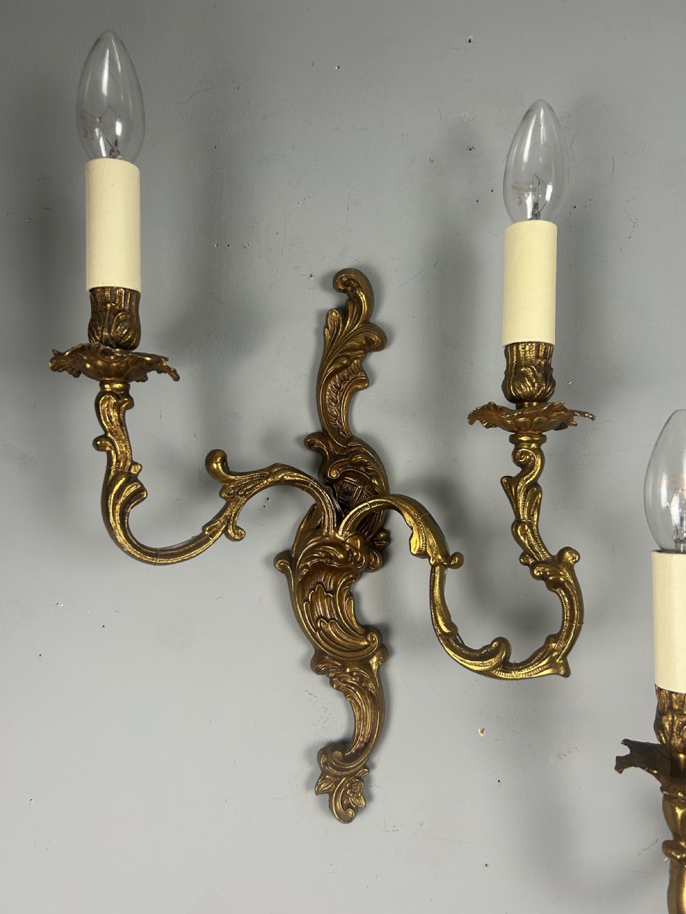 Pair Of French Gilt Brass Antique Wall Lights View X