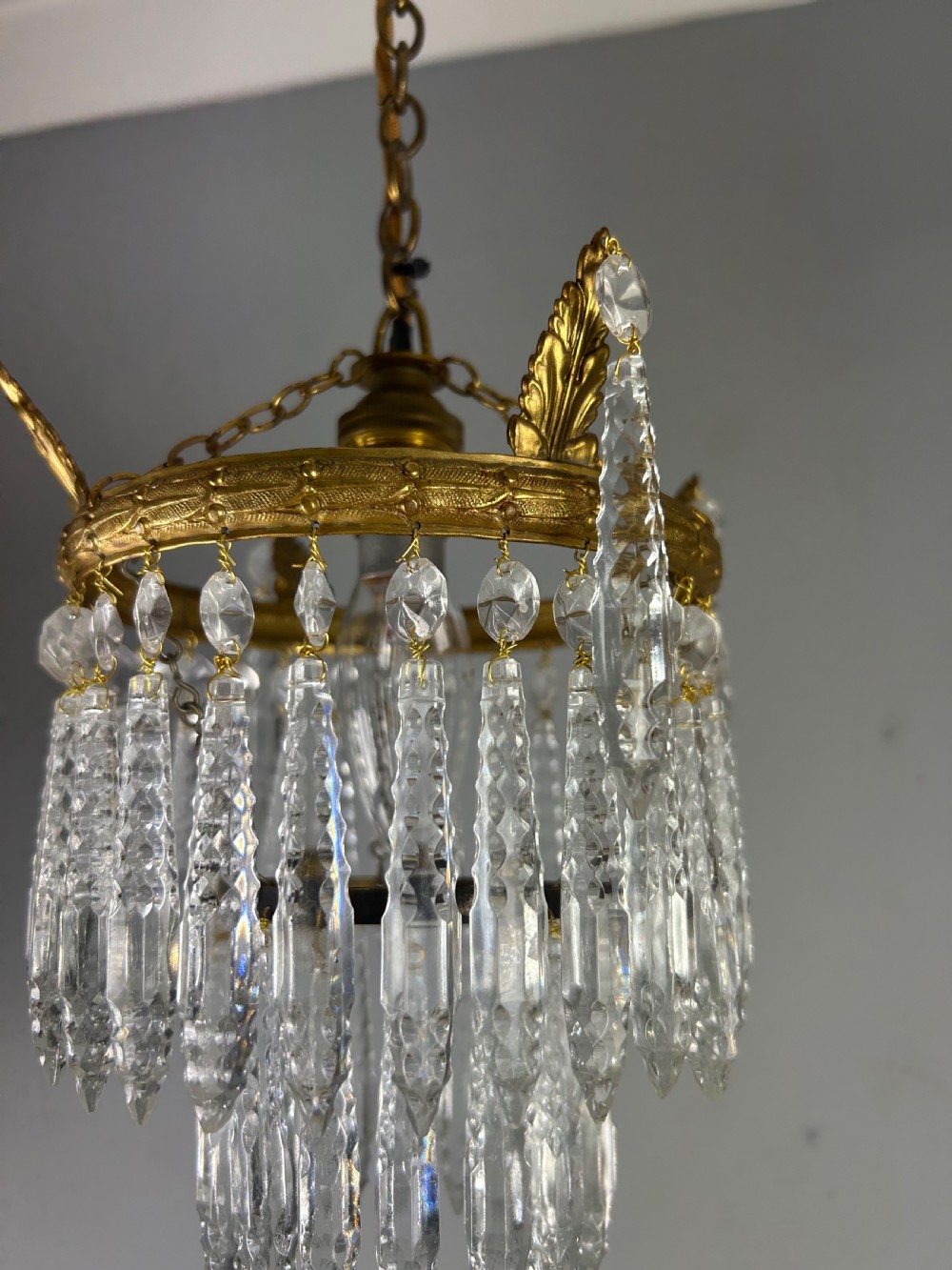 Two Tier Glass Chandelier, Ceiling Light View V