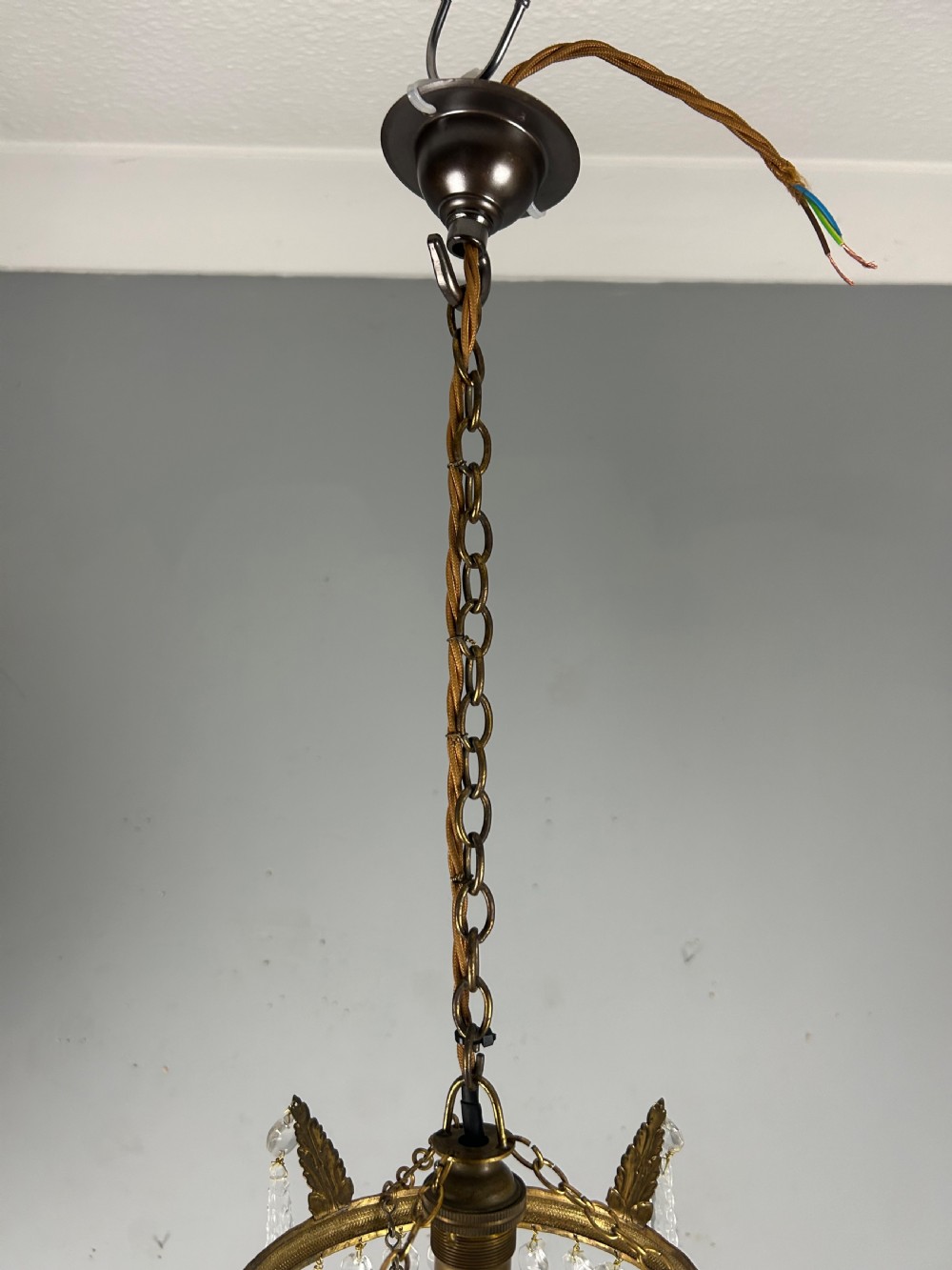 Two Tier Glass Chandelier, Ceiling Light View VI