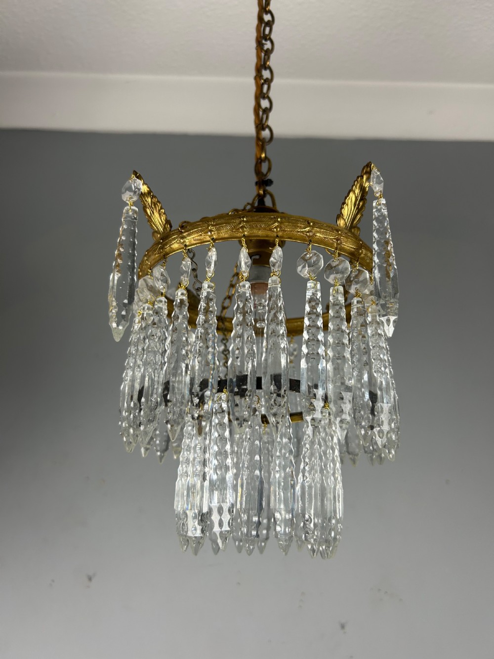 Two Tier Glass Chandelier, Ceiling Light View VII