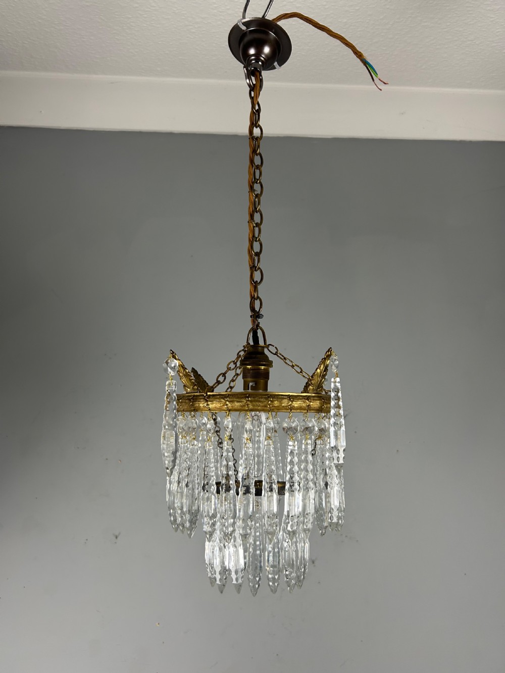 Two Tier Glass Chandelier, Ceiling Light View VIII