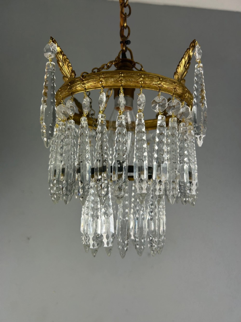 Two Tier Glass Chandelier, Ceiling Light View IX