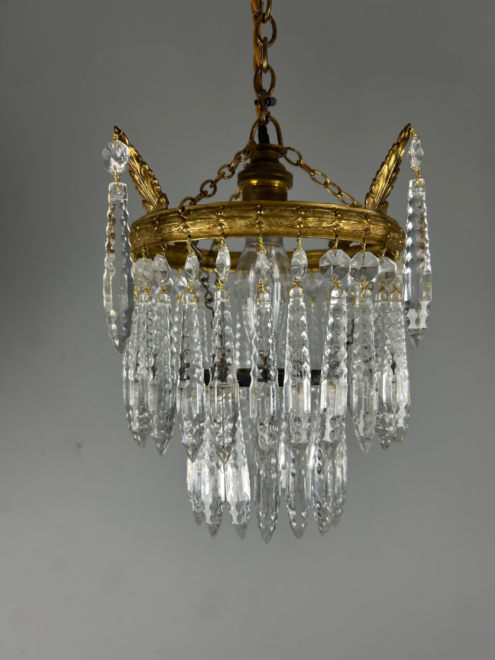 Two Tier Glass Chandelier, Ceiling Light View X