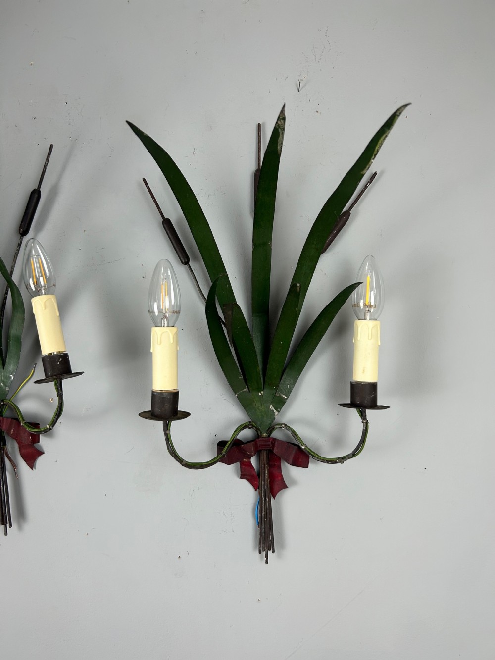 Pair of French Wheatsheaf Antique Wall Lights  View II