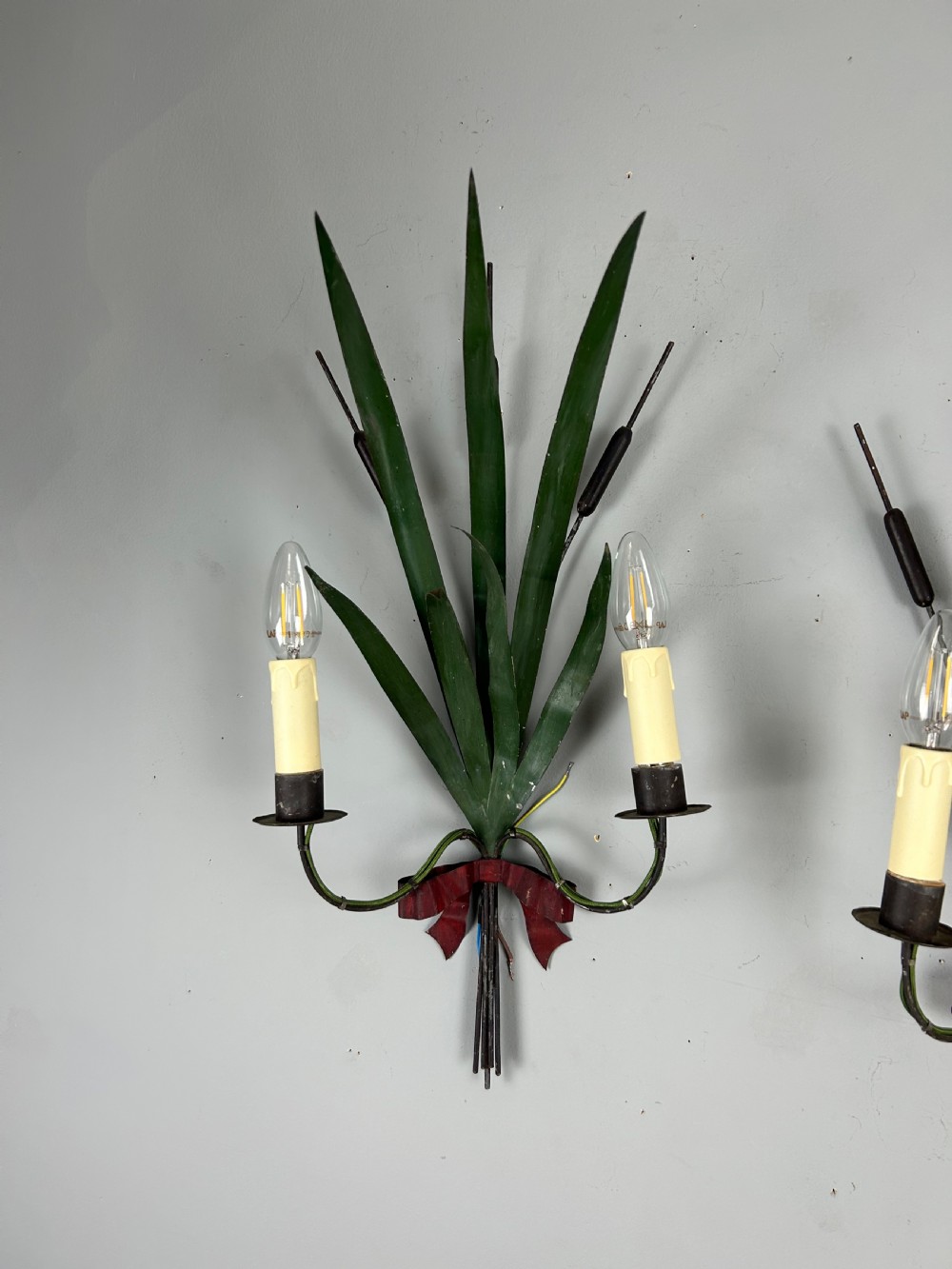 Pair of French Wheatsheaf Antique Wall Lights  View III