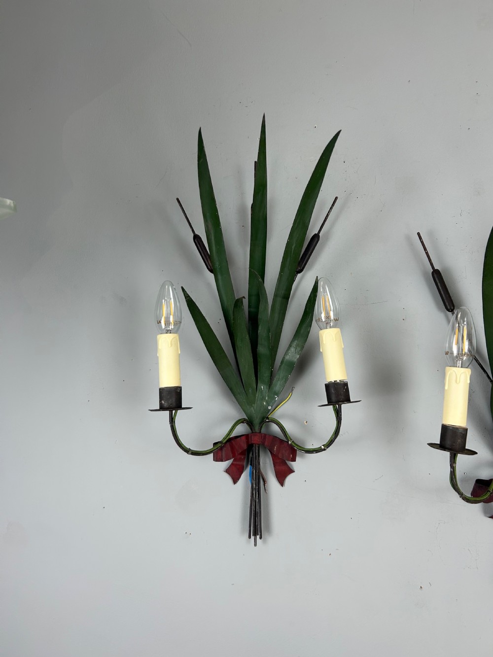 Pair of French Wheatsheaf Antique Wall Lights  View IV