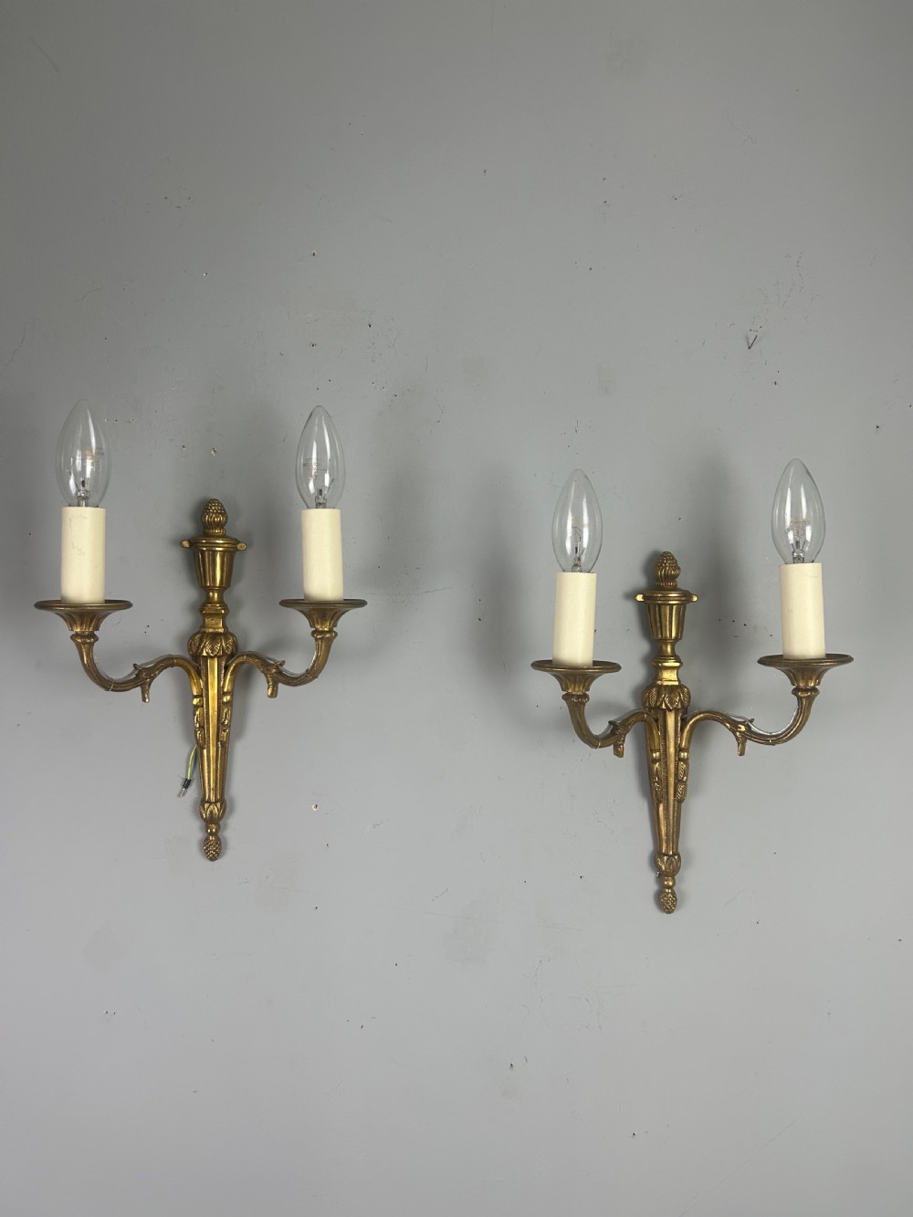 French Pair Of Gilt Brass Antique Wall Lights View II