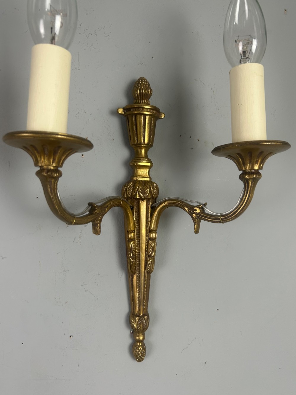 French Pair Of Gilt Brass Antique Wall Lights View III