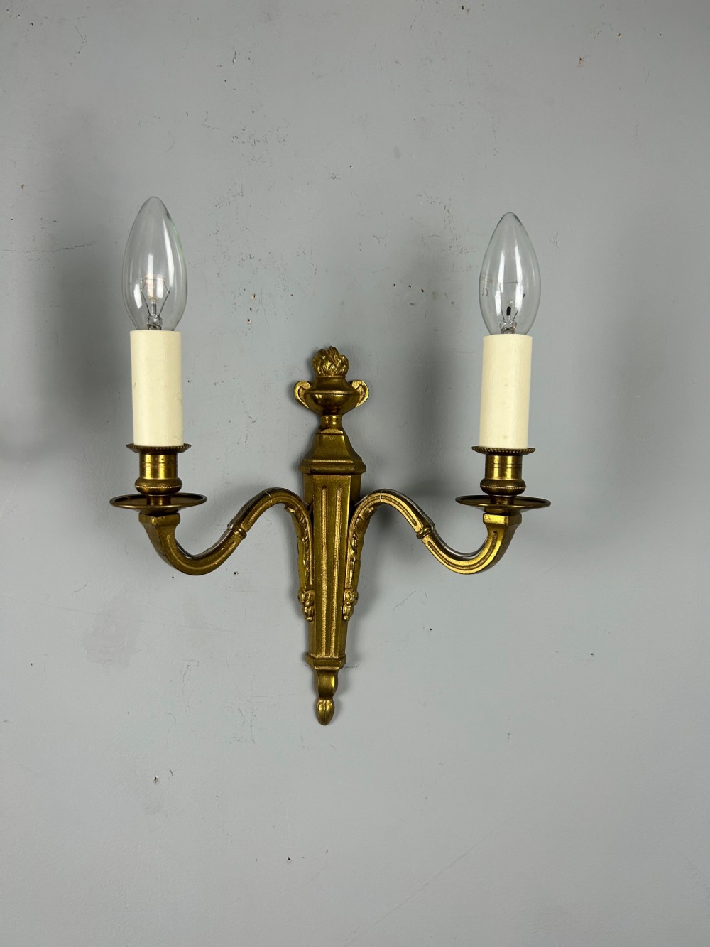 Pair Of French Gilt Brass Antique Wall Lights, Rewired View V