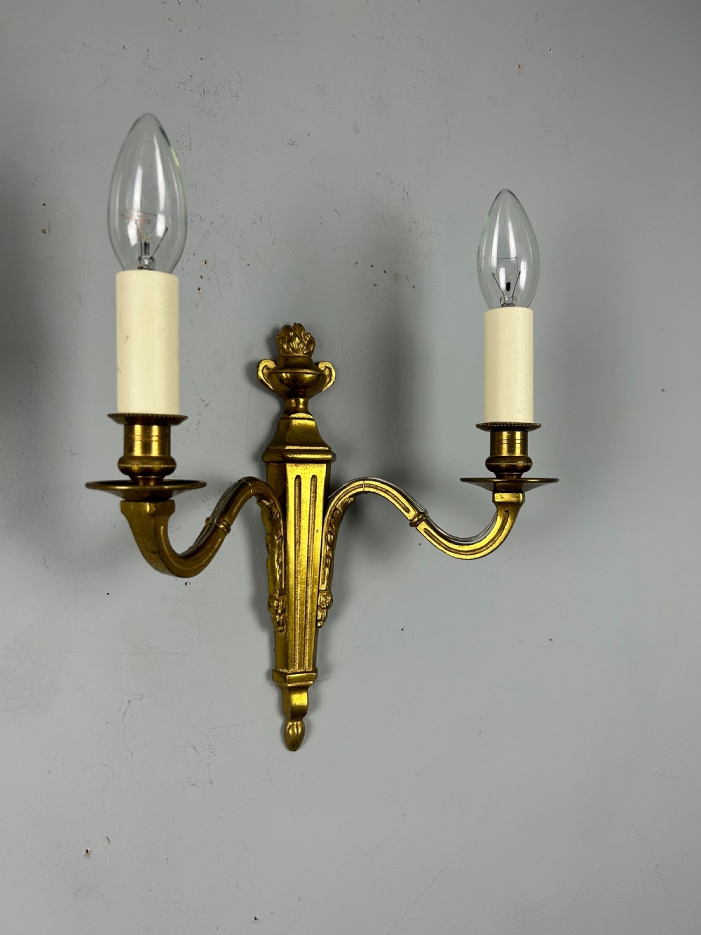 Pair Of French Gilt Brass Antique Wall Lights, Rewired View VI