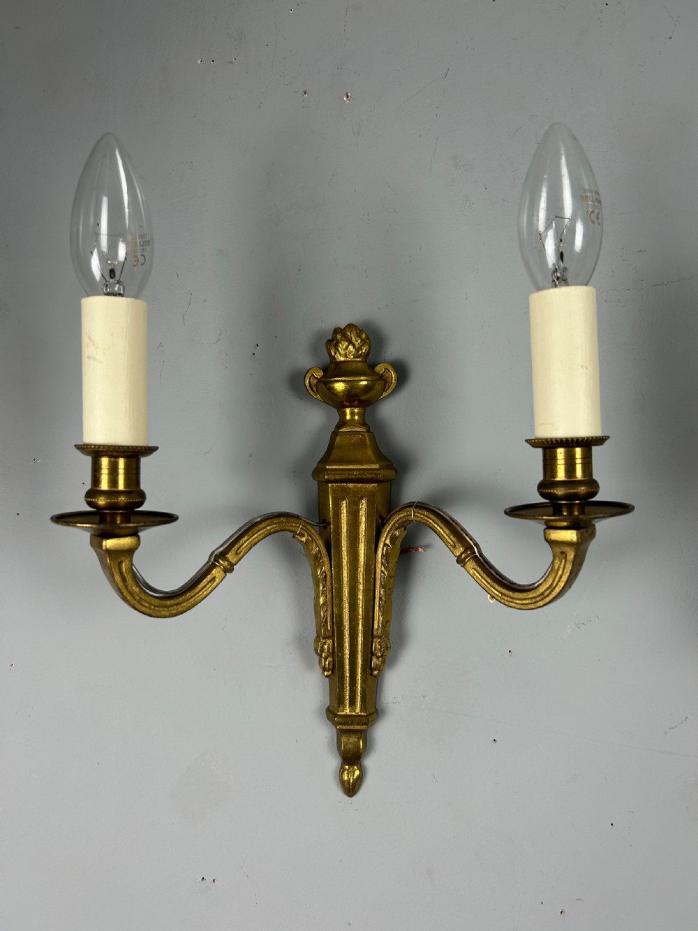 Pair Of French Gilt Brass Antique Wall Lights, Rewired View VII