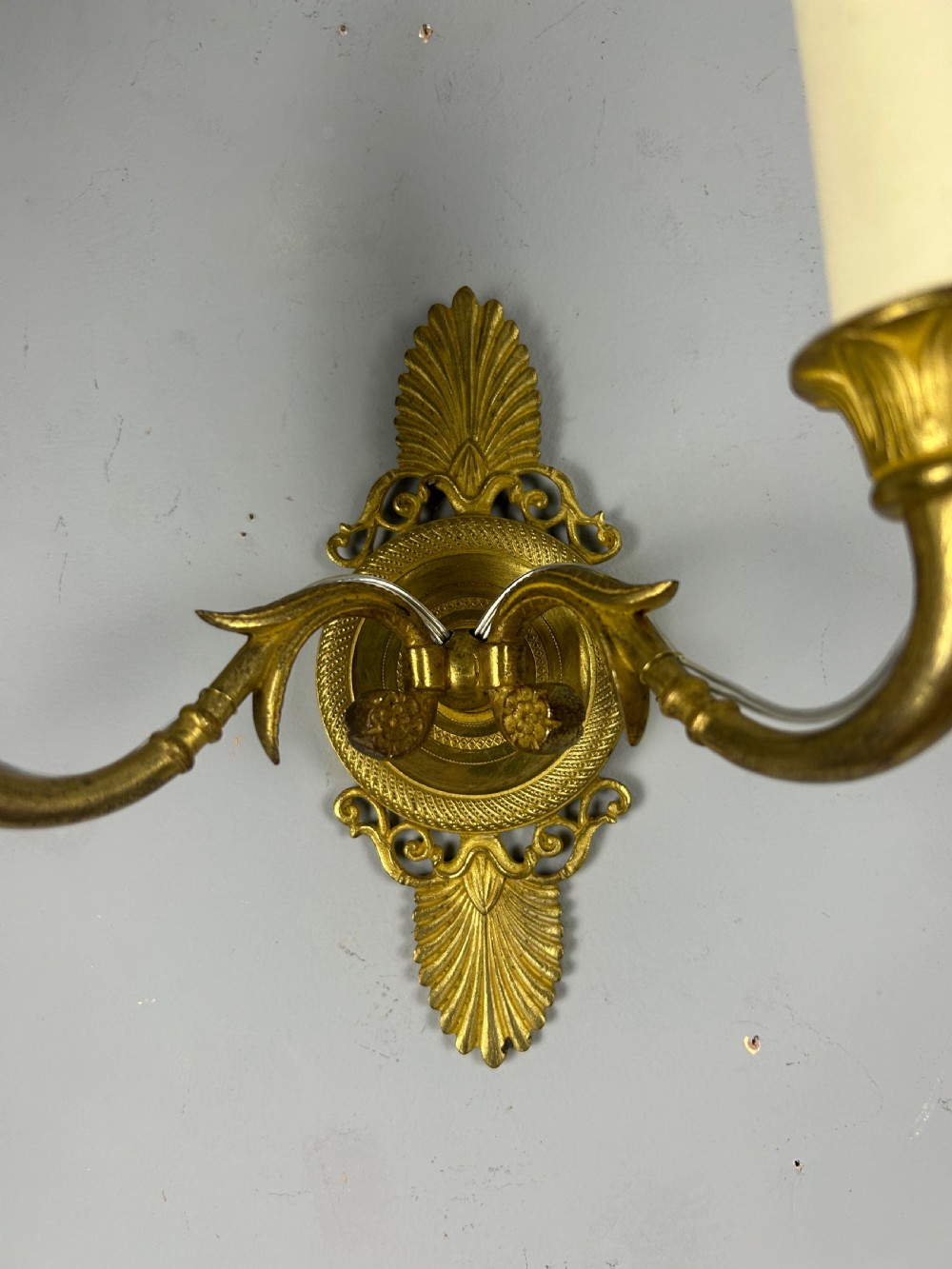 Pair Of French Gilt Brass Antique Wall Lights, Rewired View V