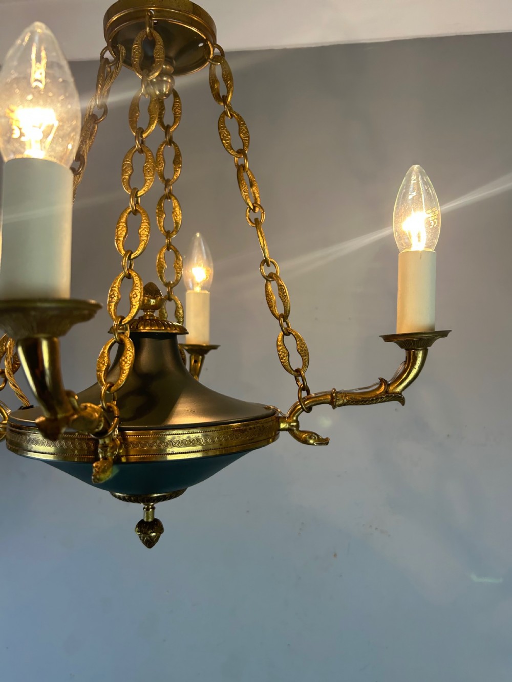 French 4 Arm Empire Antique Chandelier View II