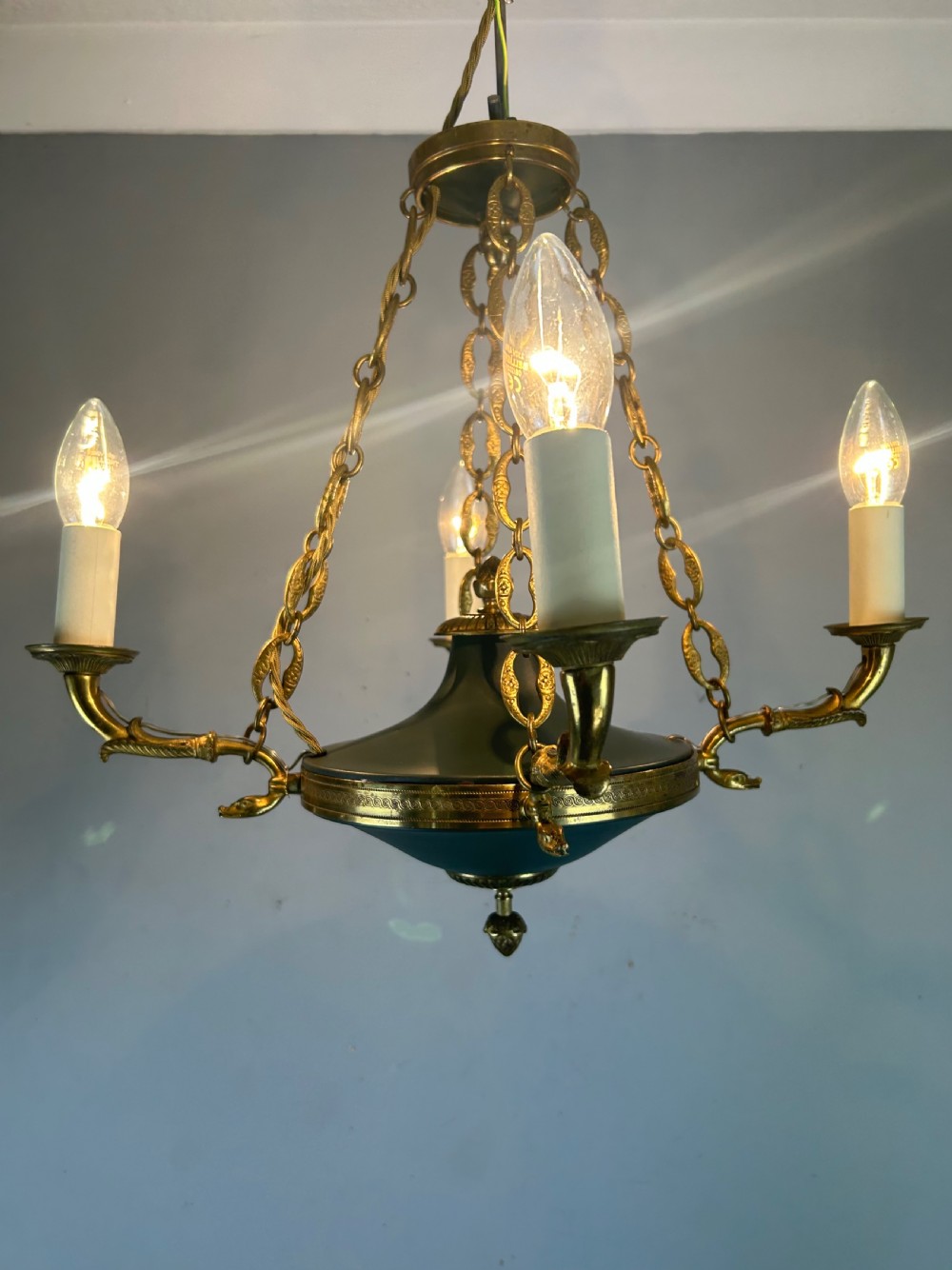 French 4 Arm Empire Antique Chandelier View IV