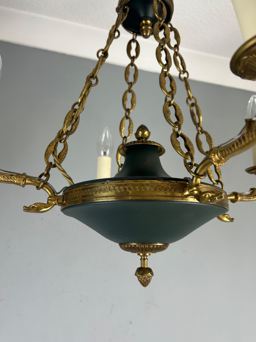 French 4 Arm Empire Antique Chandelier View V