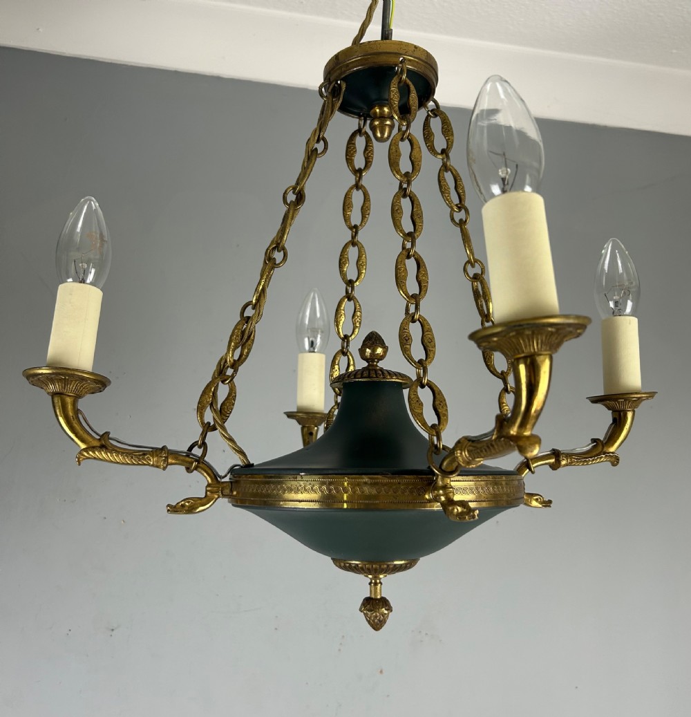 French 4 Arm Empire Antique Chandelier View VI