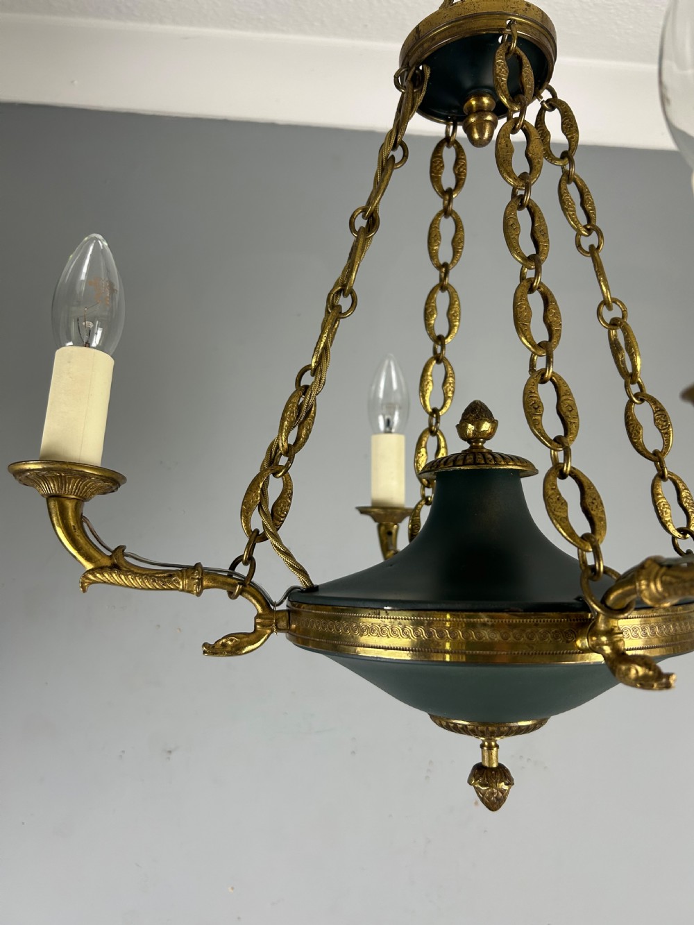 French 4 Arm Empire Antique Chandelier View IX