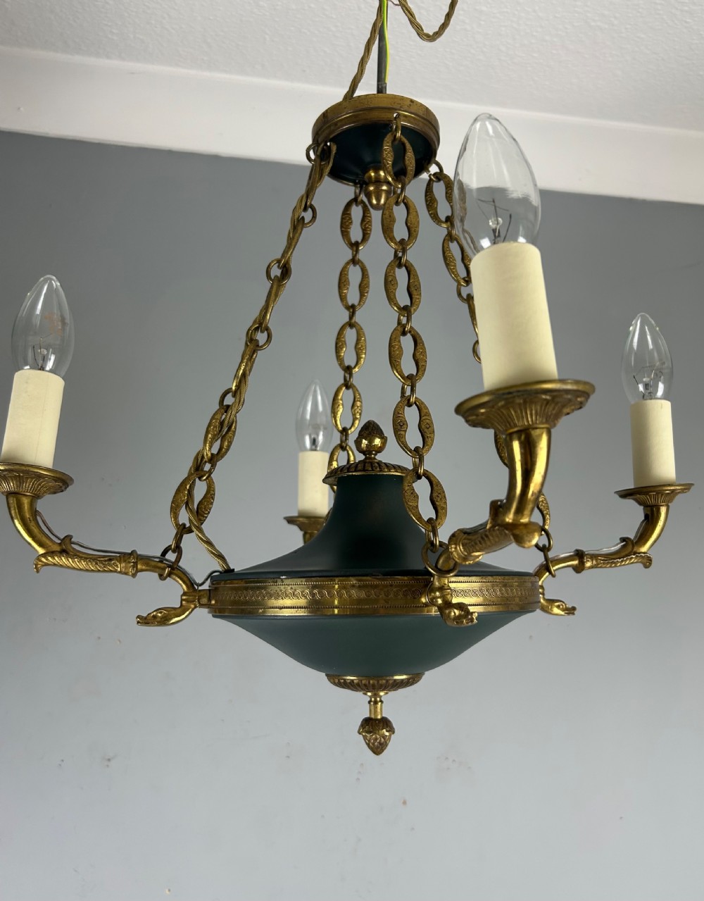 French 4 Arm Empire Antique Chandelier View X