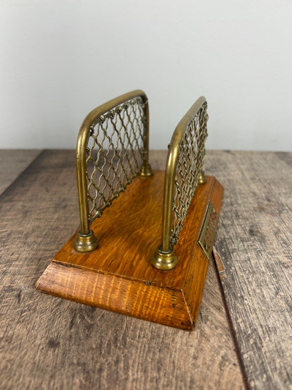 William Tonks Brass & Oak Letter Rack  View V