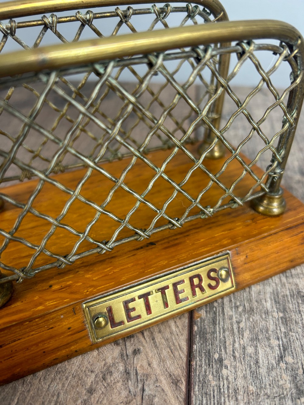 William Tonks Brass & Oak Letter Rack  View VI