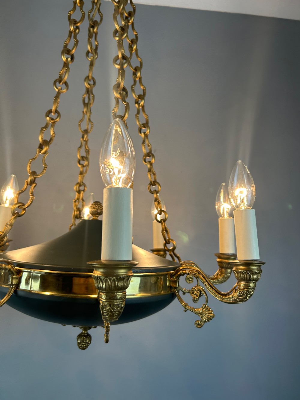 French 8 Arm Empire Antique Chandelier View II