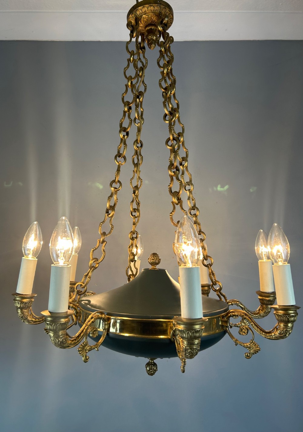 French 8 Arm Empire Antique Chandelier View III
