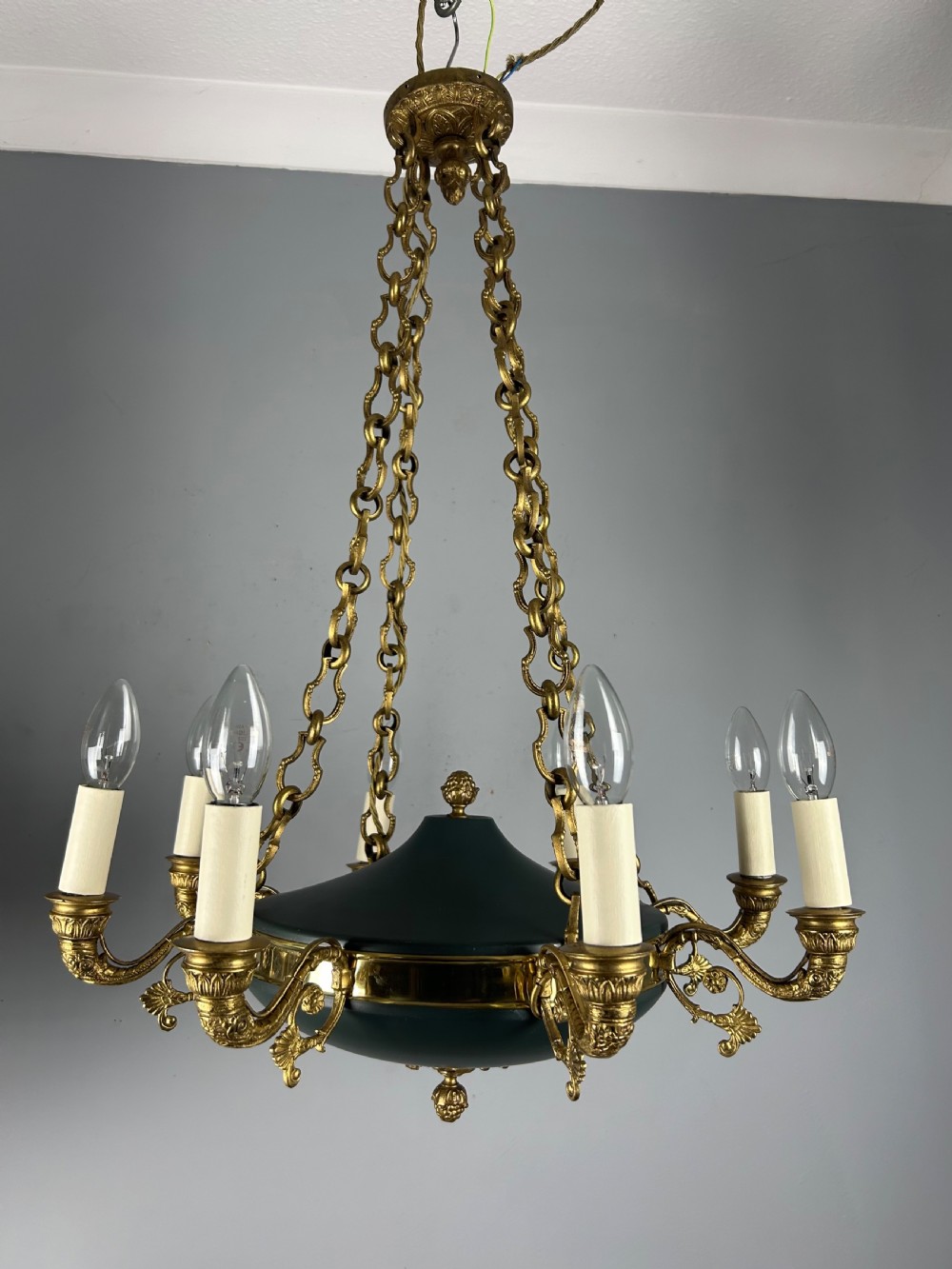 French 8 Arm Empire Antique Chandelier View VI