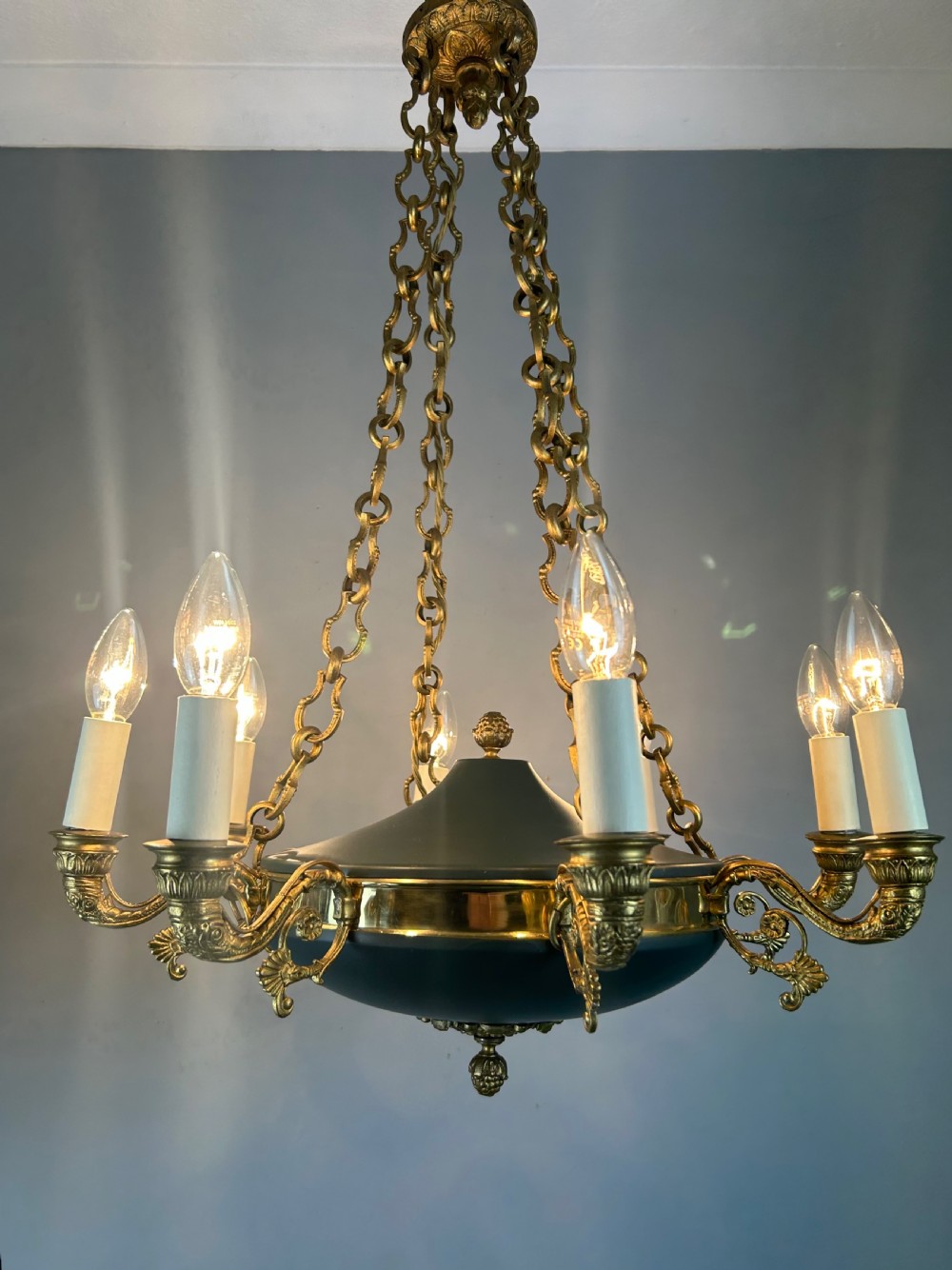 French 8 Arm Empire Antique Chandelier View VII