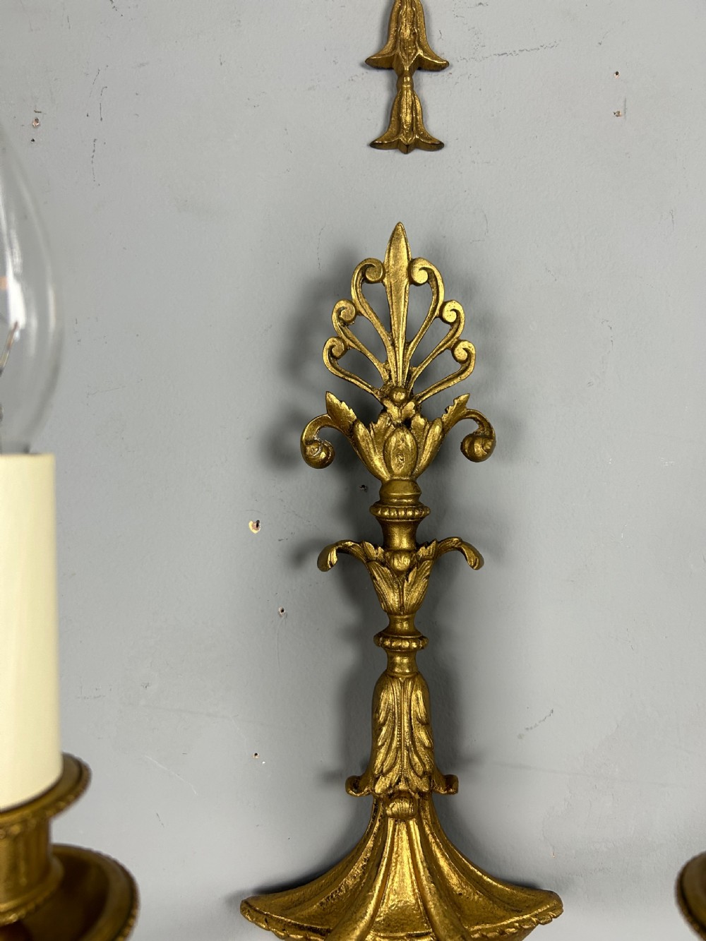 French Set Of Four Twin Arm Antique Wall Lights, Rewired View III