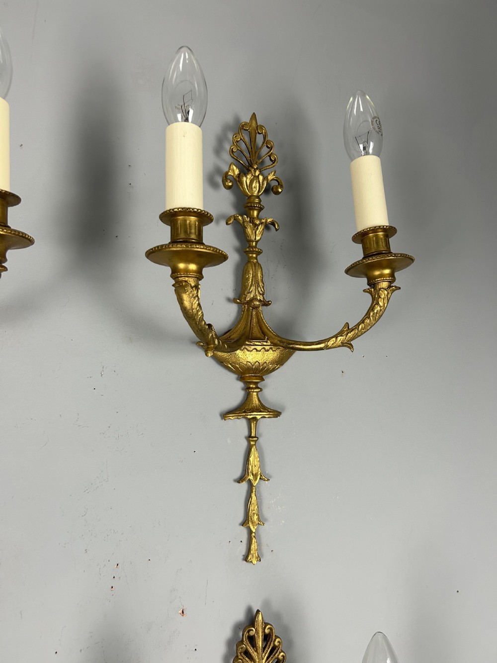 French Set Of Four Twin Arm Antique Wall Lights, Rewired View IV