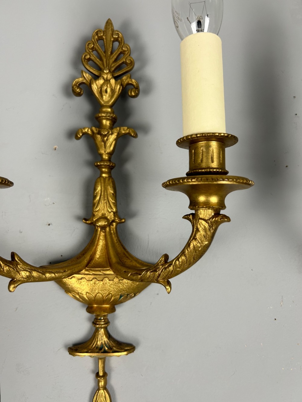 French Set Of Four Twin Arm Antique Wall Lights, Rewired View VI