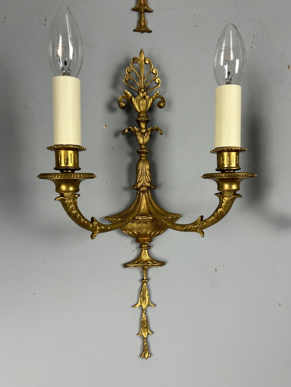 French Set Of Four Twin Arm Antique Wall Lights, Rewired View VIII